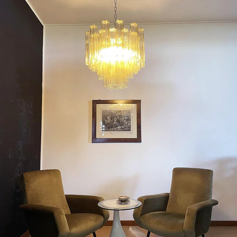 Fantastic Murano Amber Glass Tube Chandelier