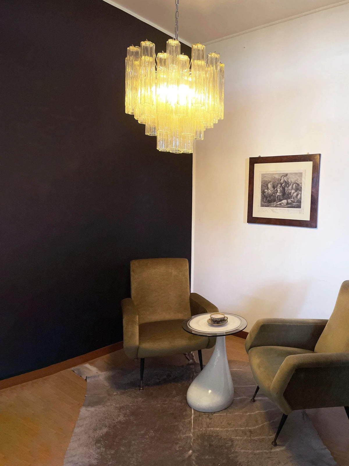Fantastic Murano Amber Glass Tube Chandelier
