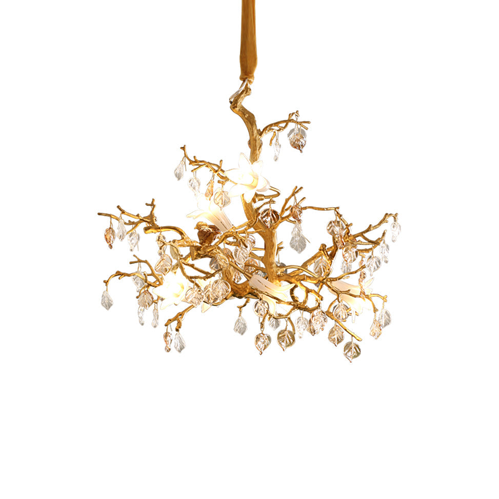 Zeke Branch Brass Crystal Chandelier
