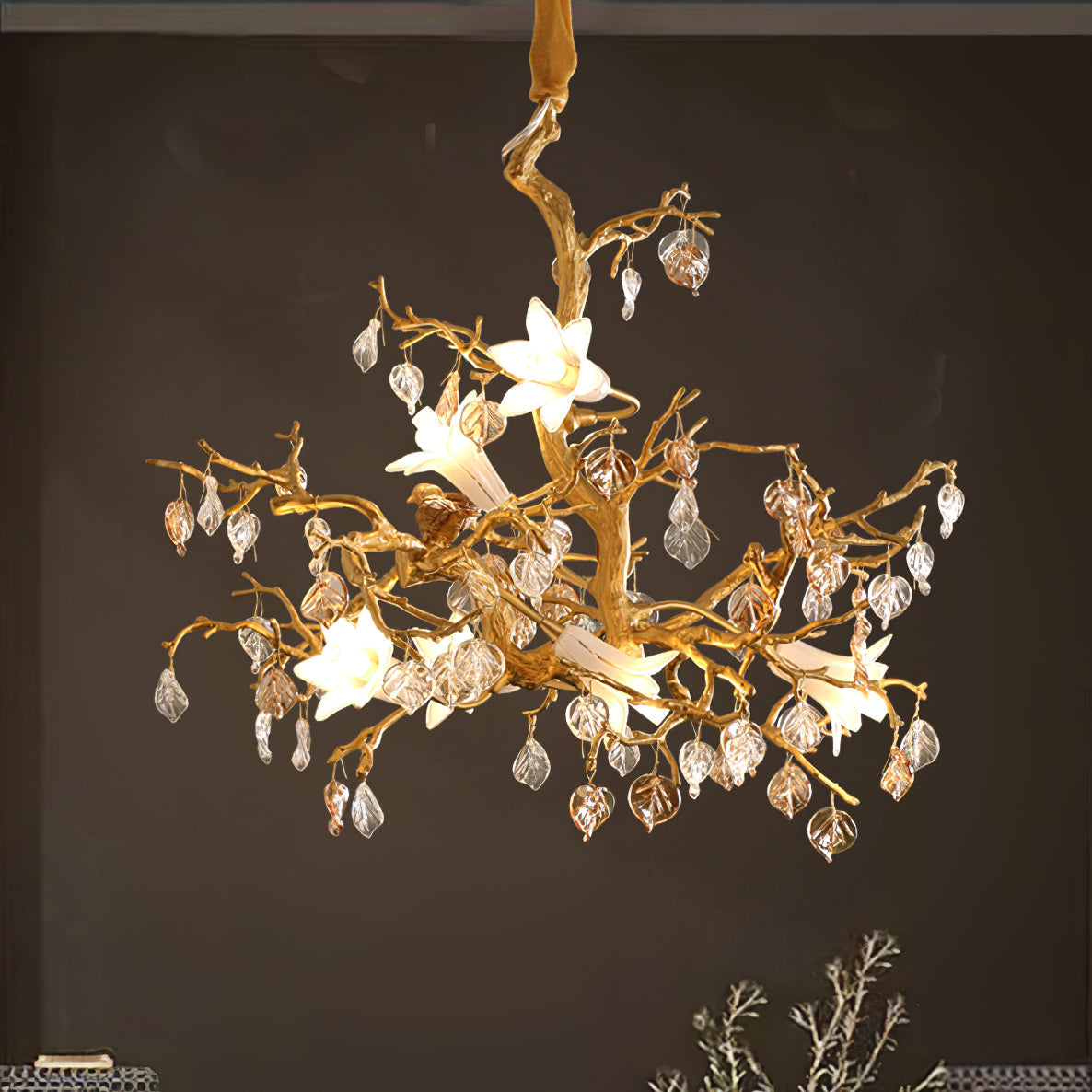 Zeke Branch Brass Crystal Chandelier