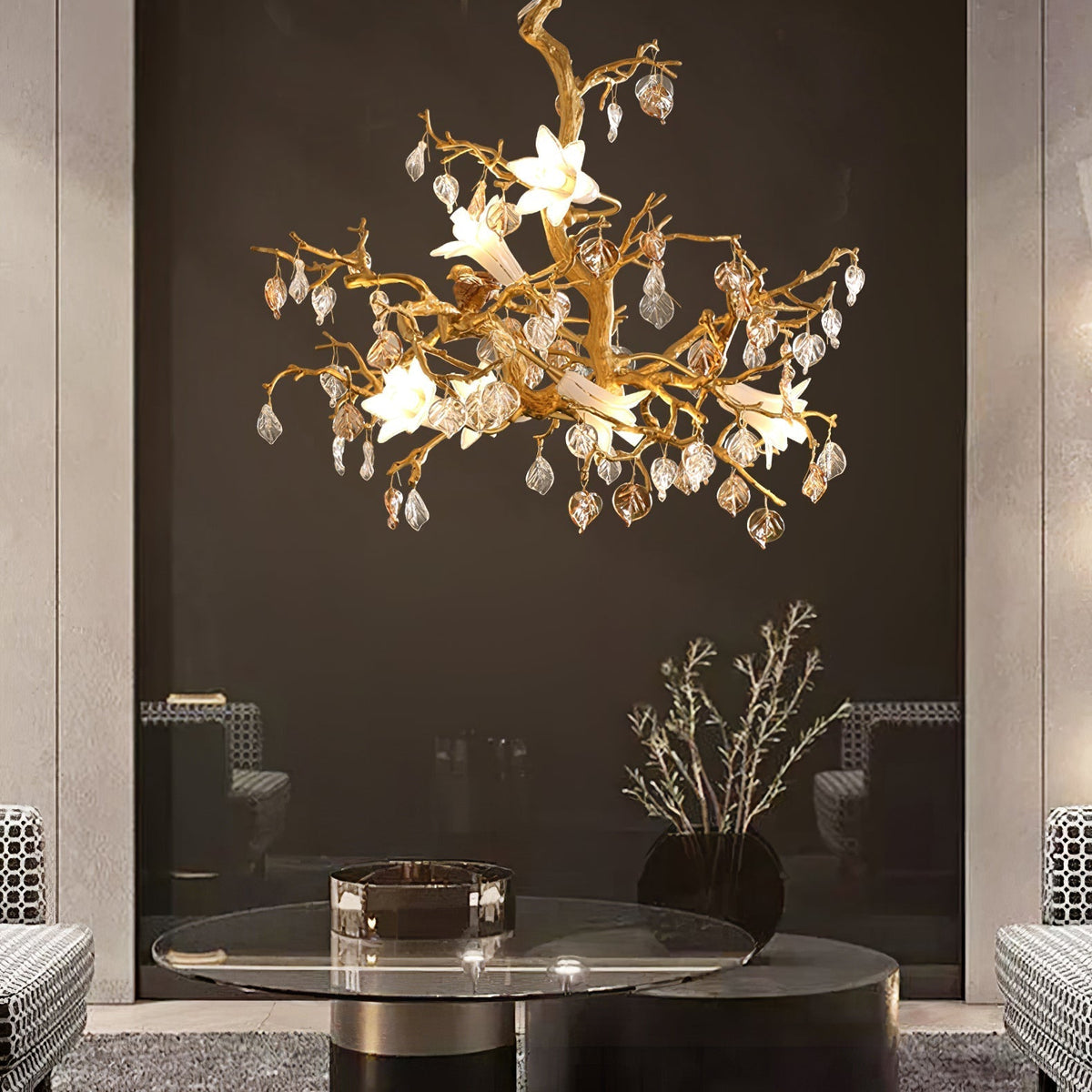 Zeke Branch Brass Crystal Chandelier