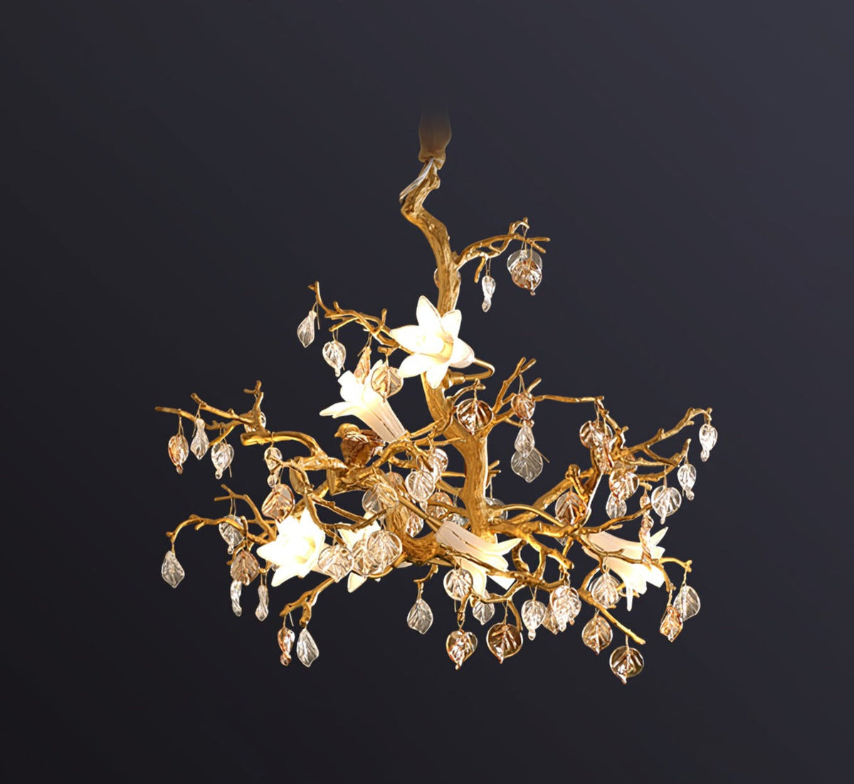 Zeke Branch Brass Crystal Chandelier