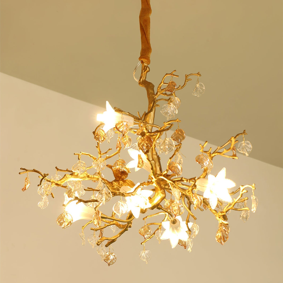 Zeke Branch Brass Crystal Chandelier