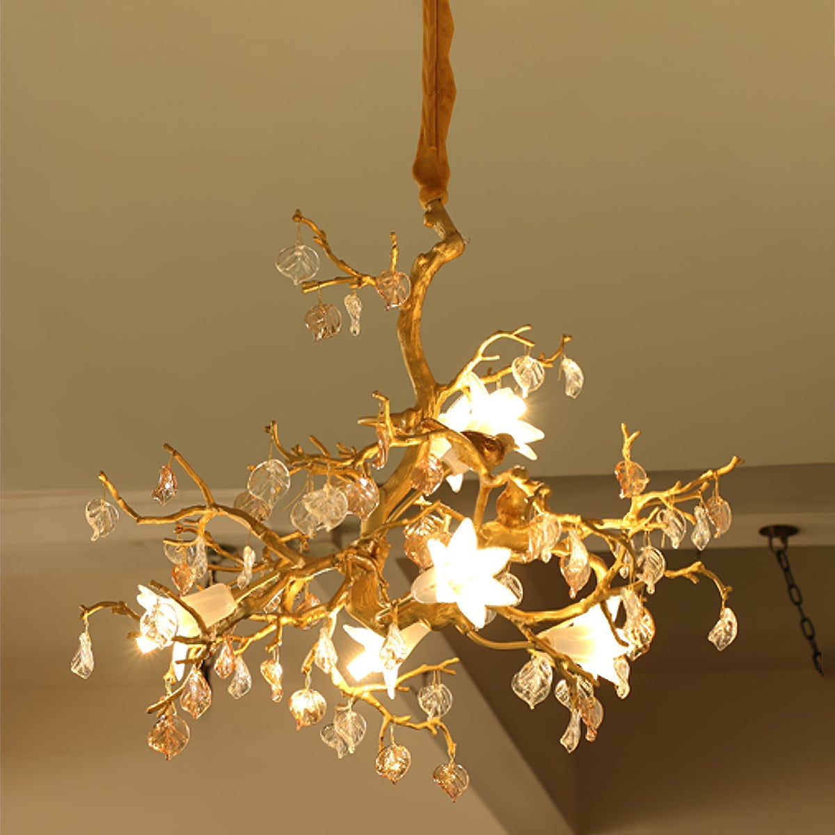 Zeke Branch Brass Crystal Chandelier