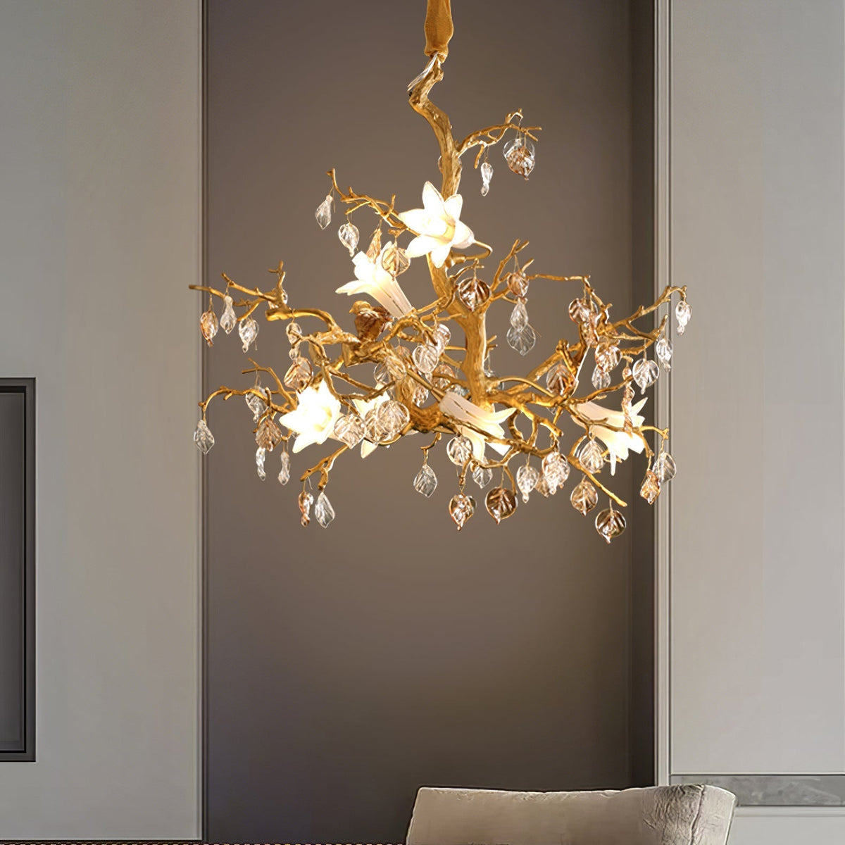 Zeke Branch Brass Crystal Chandelier