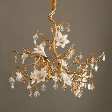 Zeke Branch Brass Crystal Chandelier