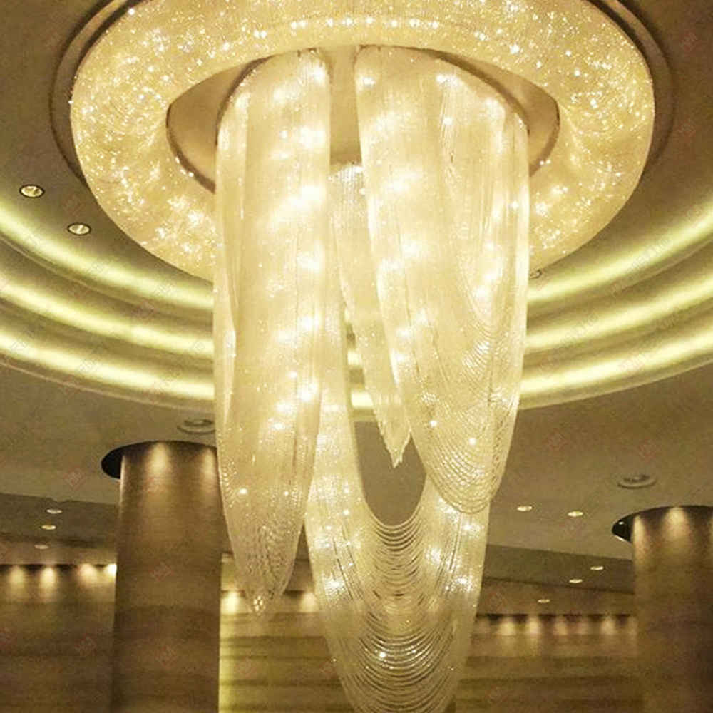 Flush Mount Lobby Lighting Crystal Chandelier