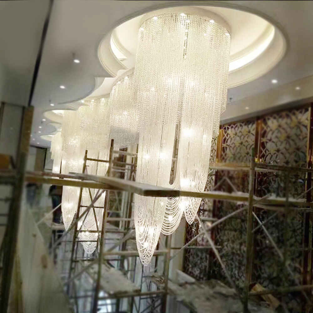 Flush Mount Lobby Lighting Crystal Chandelier