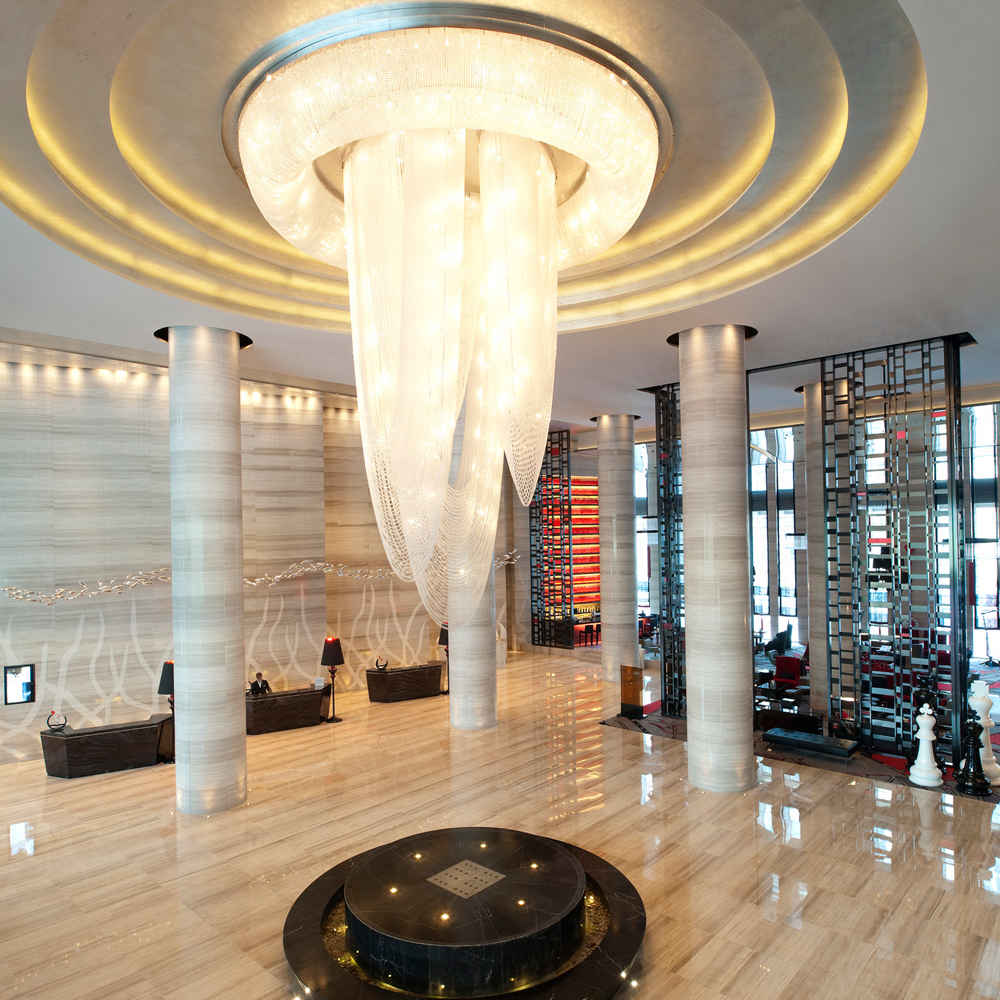Flush Mount Lobby Lighting Crystal Chandelier
