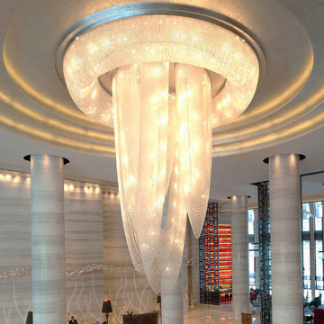 Flush Mount Lobby Lighting Crystal Chandelier