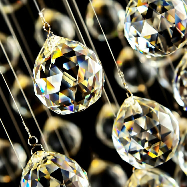 Flush Mounted Crystal Drops Chandelier Elegant Ceiling Light for Bedroom / Living Room