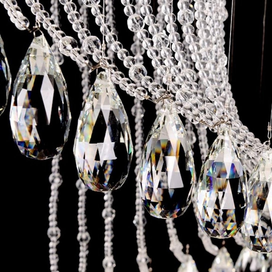 Flush Mounted Spiral Crystal Drops Chandelier Round LED Ceiling Lighting for Foyer Staircase / Hotel Entrance