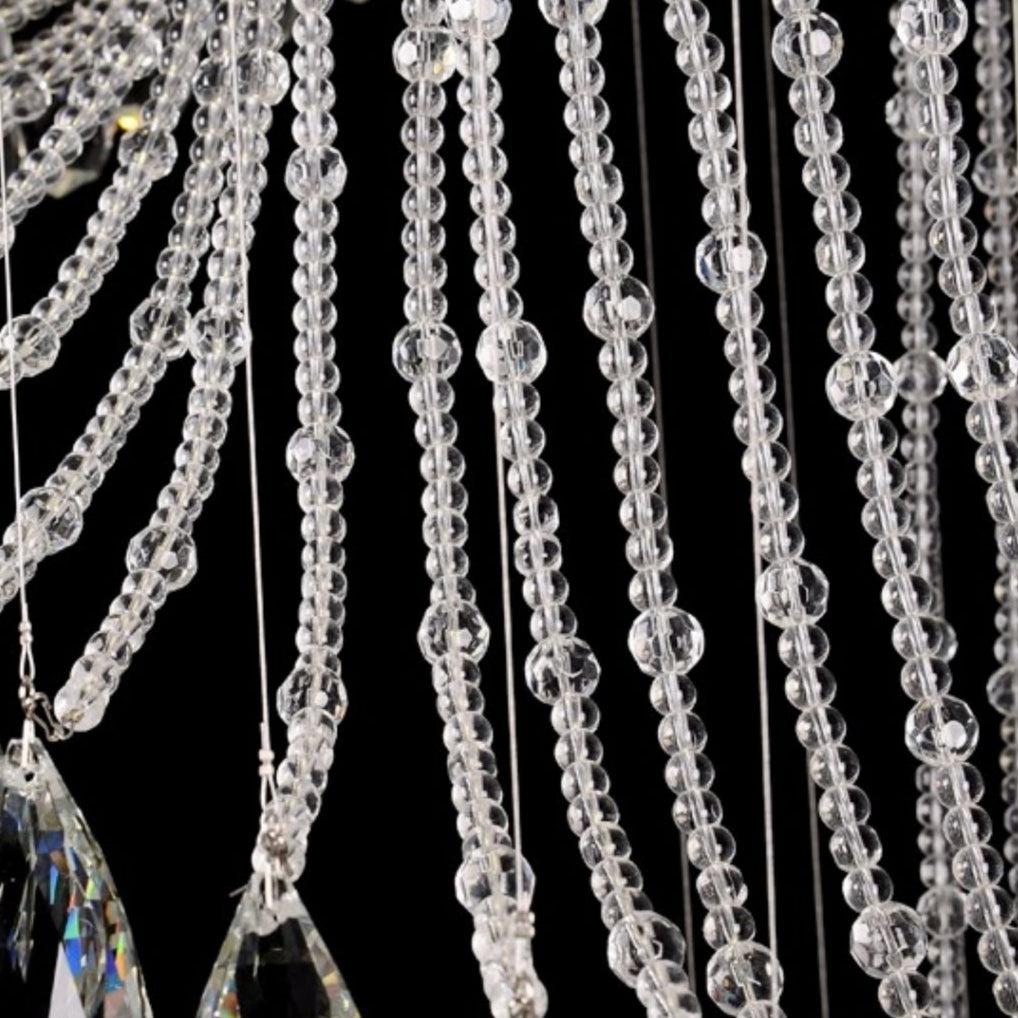 Flush Mounted Spiral Crystal Drops Chandelier Round LED Ceiling Lighting for Foyer Staircase / Hotel Entrance