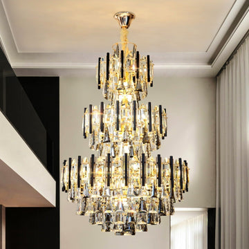 Foyer 3 Layers Extra Large Crystal Chandelier for Living Room Staircase Ceiling Lighting