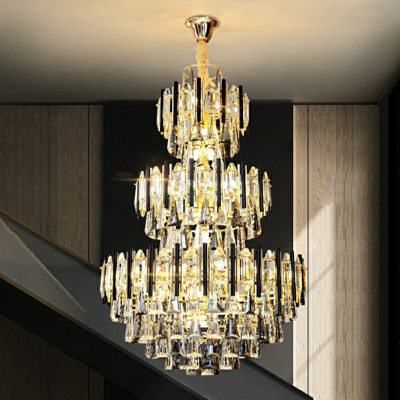 Foyer 3 Layers Extra Large Crystal Chandelier for Living Room Staircase Ceiling Lighting