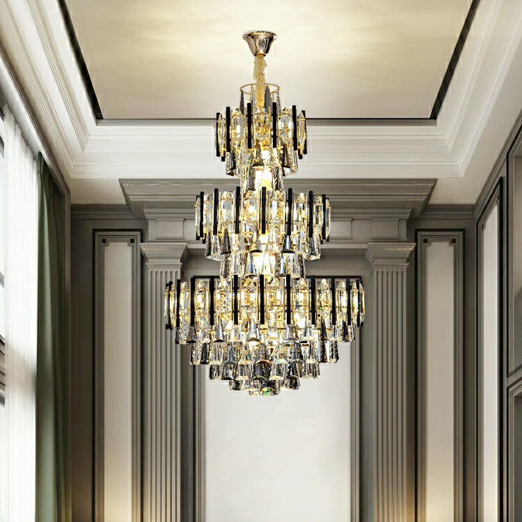 Foyer 3 Layers Extra Large Crystal Chandelier for Living Room Staircase Ceiling Lighting