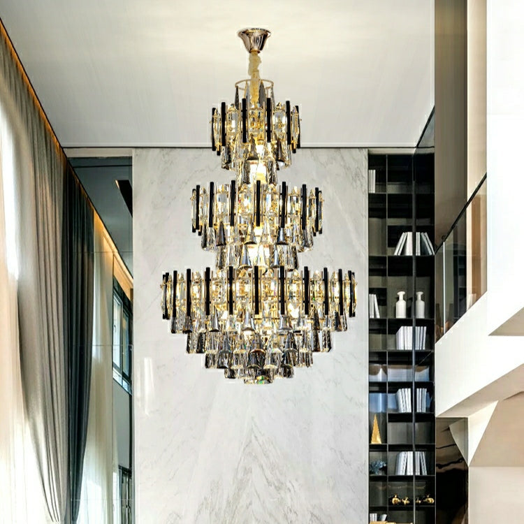 Foyer 3 Layers Extra Large Crystal Chandelier for Living Room Staircase Ceiling Lighting