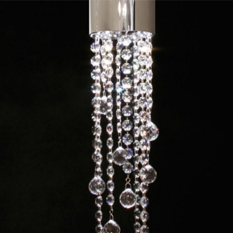 Foyer Staircase Chrome Ceiling Light Silver Crystal Pendant Chandelier for Hallway Entrance