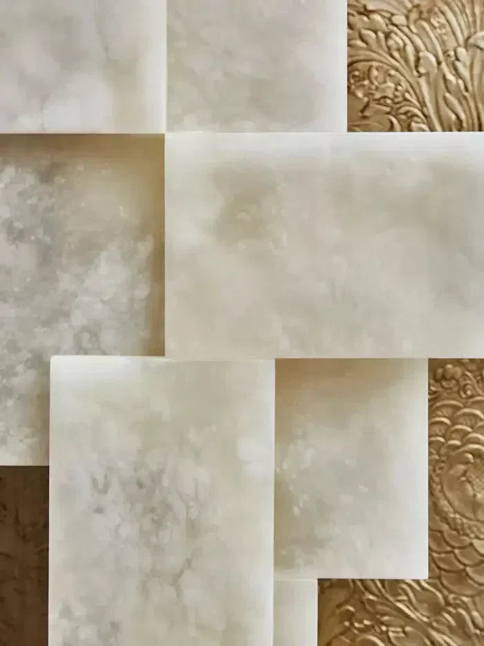 Pair of Long Wall Sconces in Alabaster