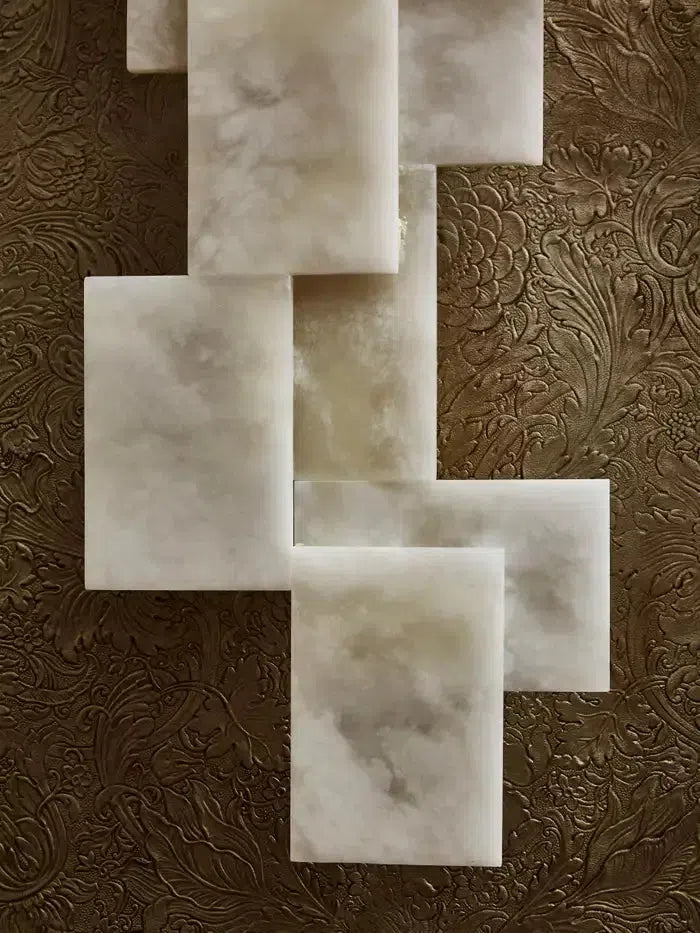 Pair of Long Wall Sconces in Alabaster