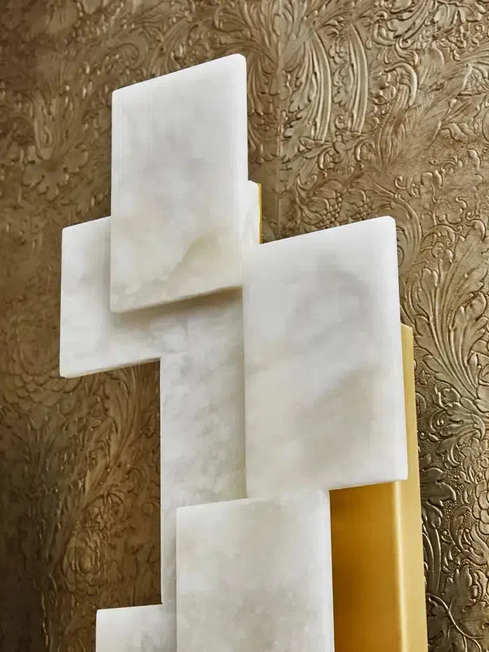 Pair of Long Wall Sconces in Alabaster