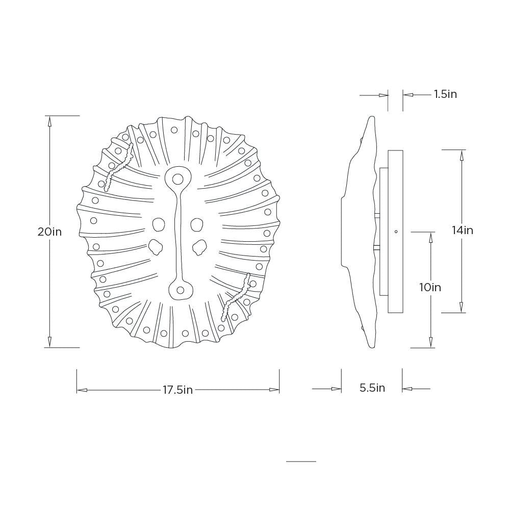 Neushoorn Wall Sconce GDDWC02 technical dimension drawing