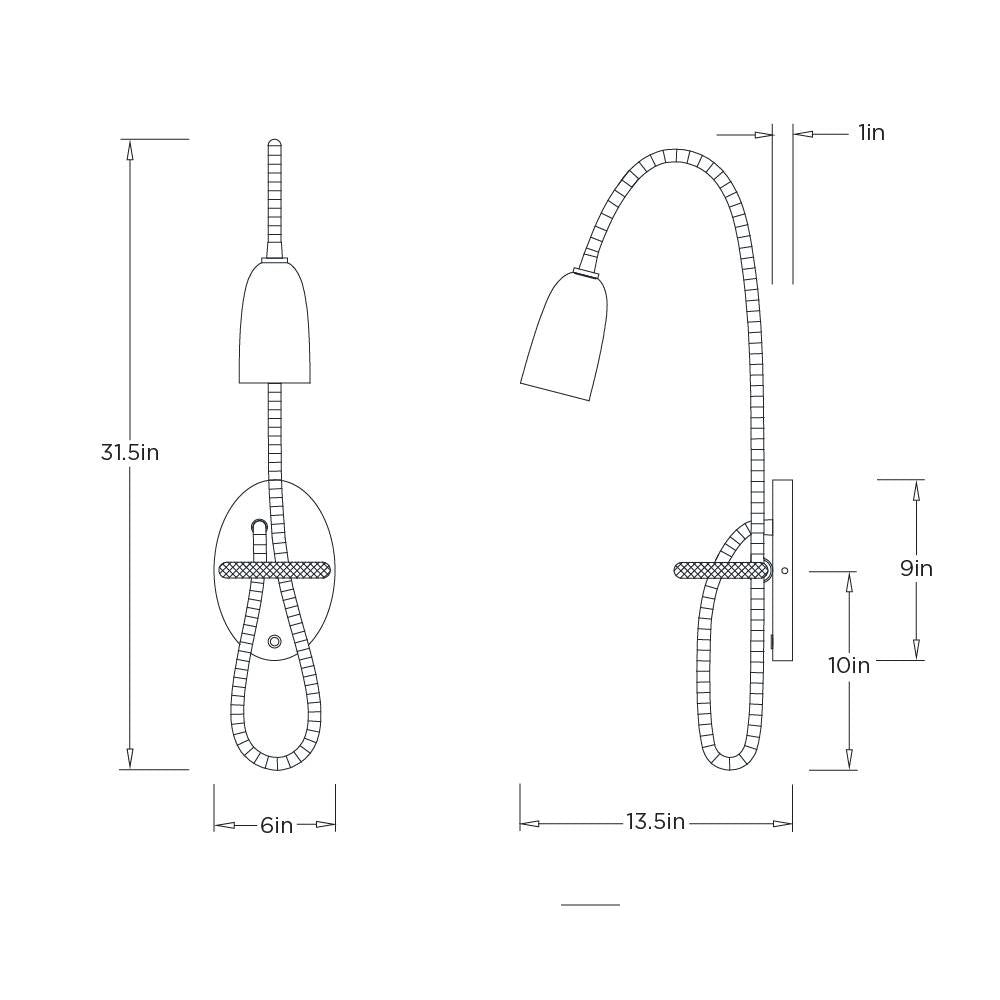 Wrangle Wall Sconce GDDWC06 technical dimension drawing