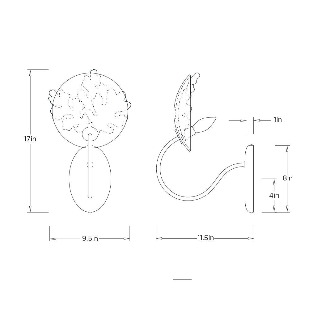 Chene Wall Sconce GDDWI01 technical dimension drawing