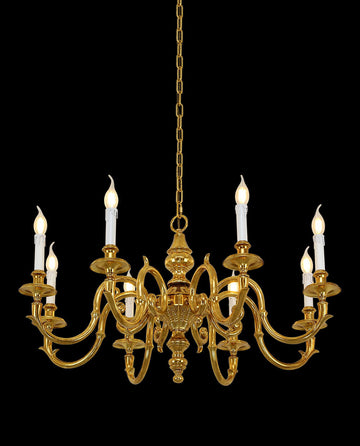 35X18 Inch 8 Lights Vintage French Gold Brass Chandelier for Master Bedroom