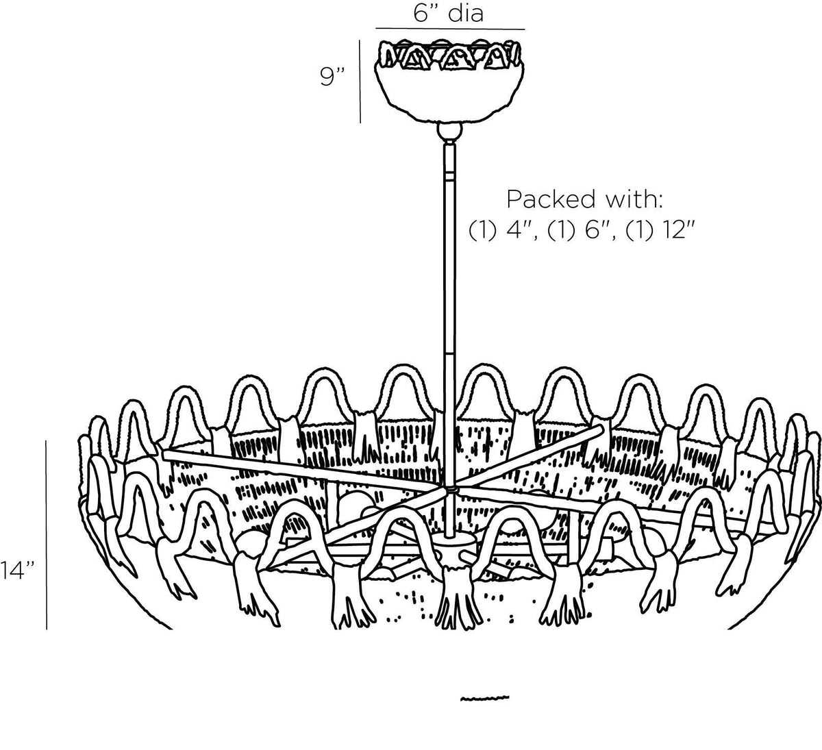 Mar Chandelier GKDLS01 technical dimension drawing