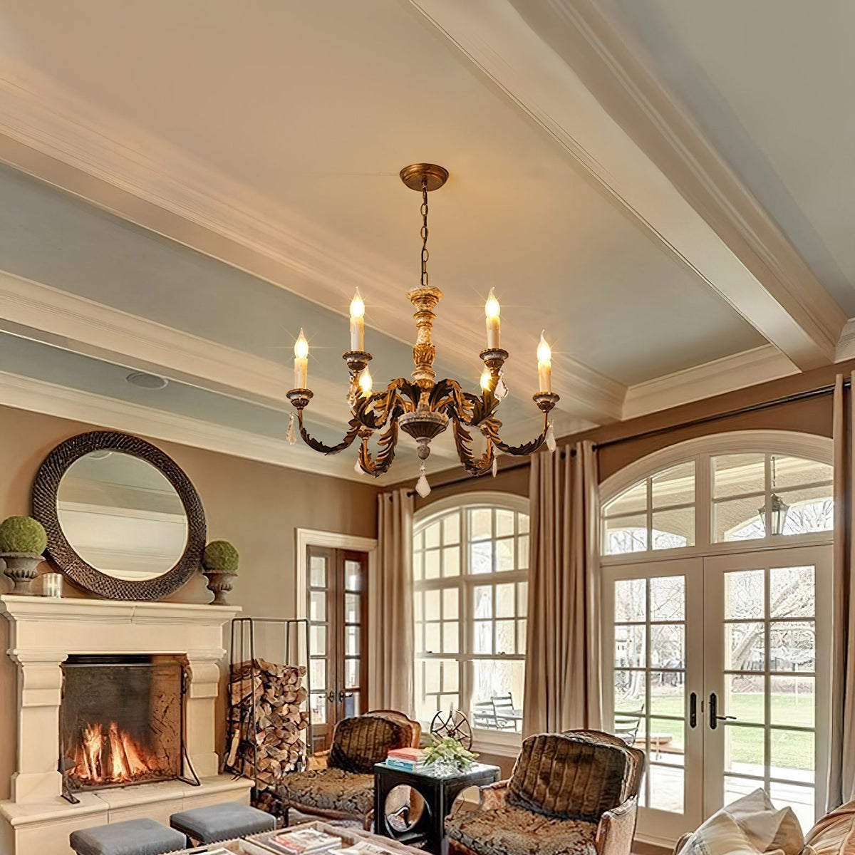 Giltwood Wood Chandelier