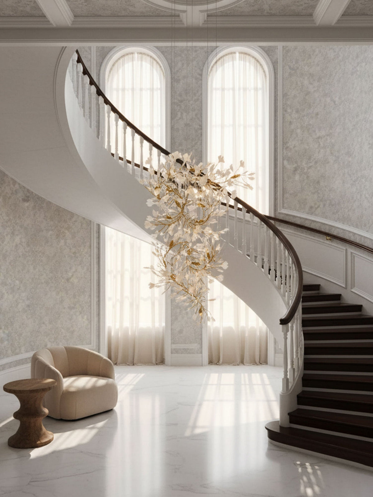 Gingko Ceramic Branch Chandelier F
