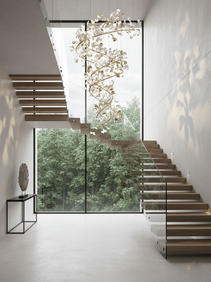 Gingko Ceramic Branch Chandelier Q