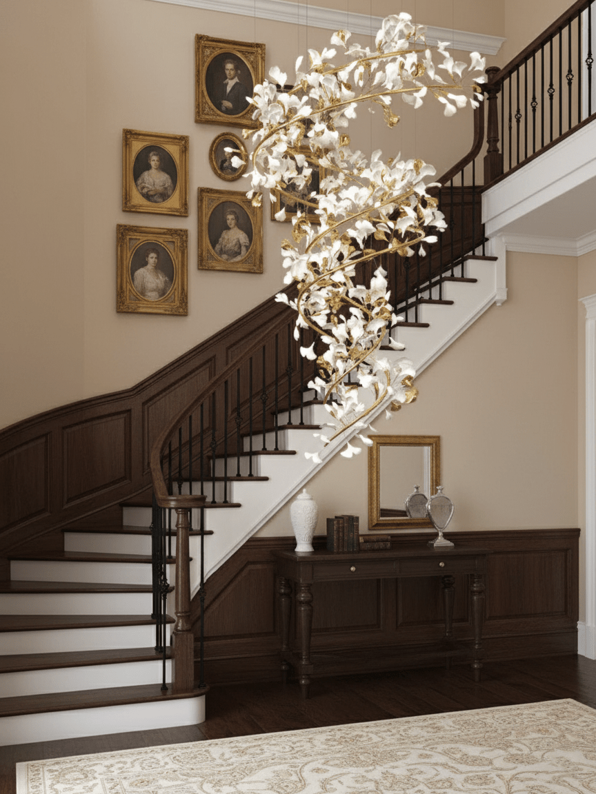 Gingko Ceramic Branch Chandelier Q