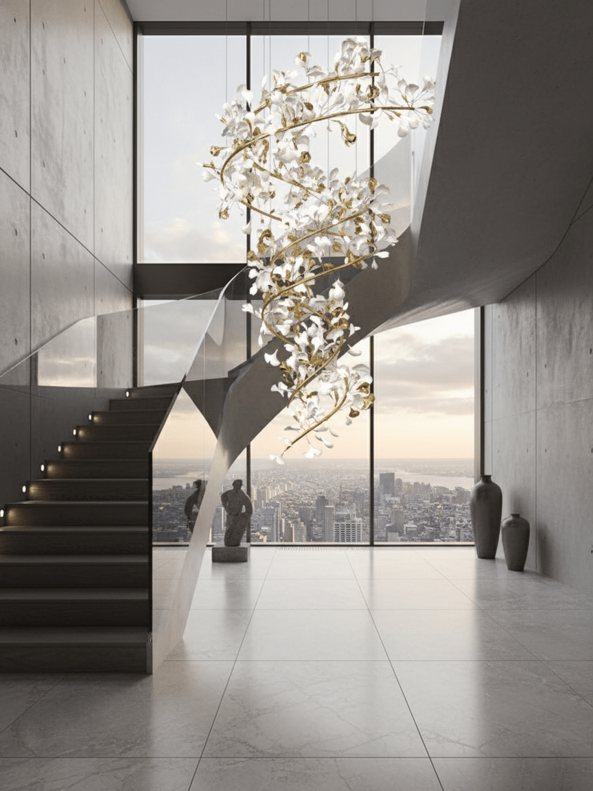 Gingko Ceramic Branch Chandelier Q