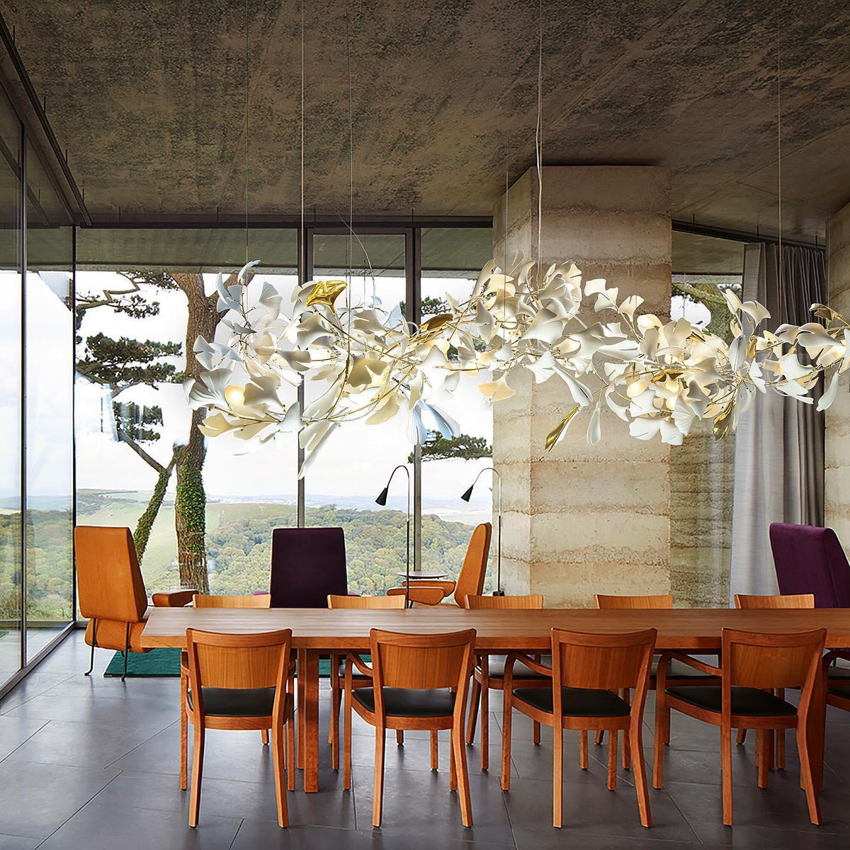 Gingko Ceramic Branch Chandelier A