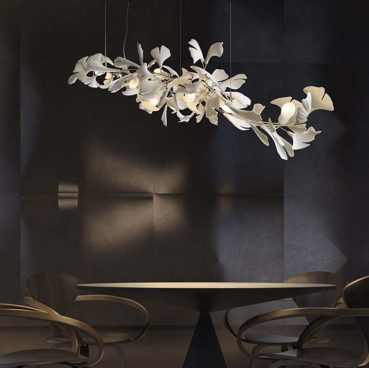 Gingko Ceramic Branch Chandelier A