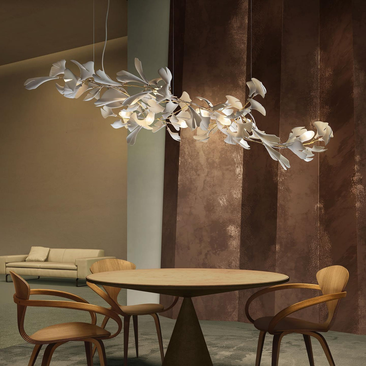Gingko Ceramic Branch Chandelier A