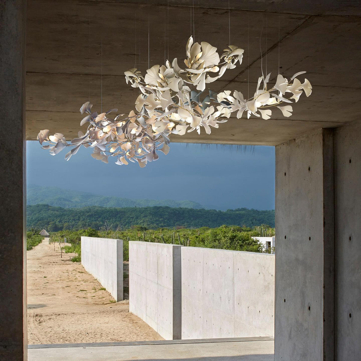 Gingko Ceramic Branch Chandelier A