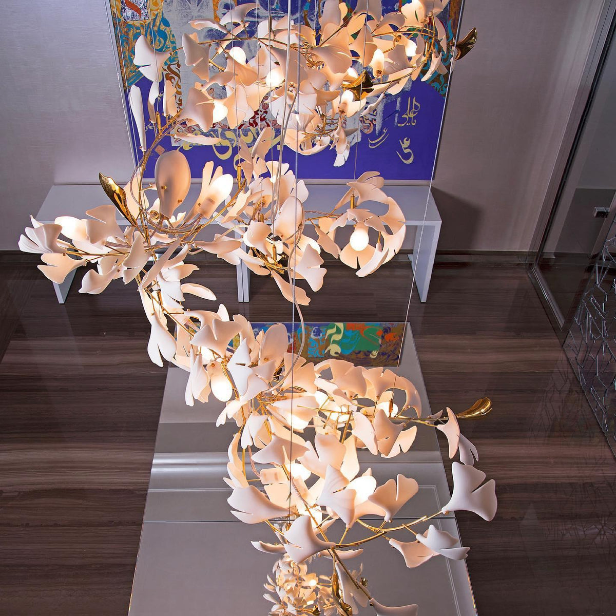 Gingko Ceramic Branch Chandelier A