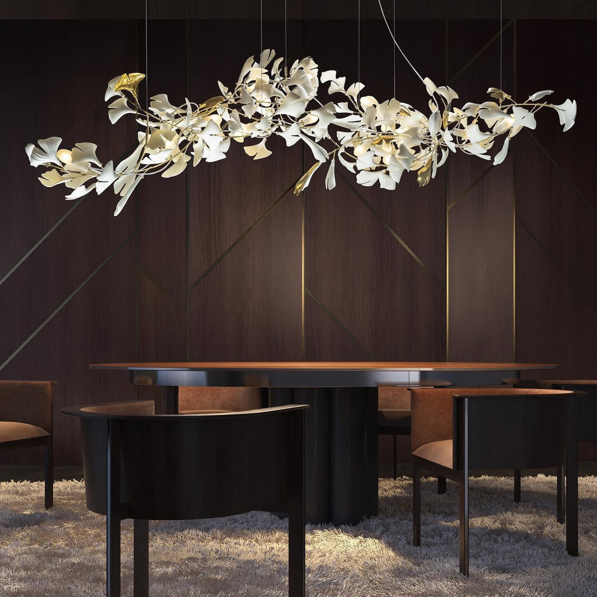 Gingko Ceramic Branch Chandelier A