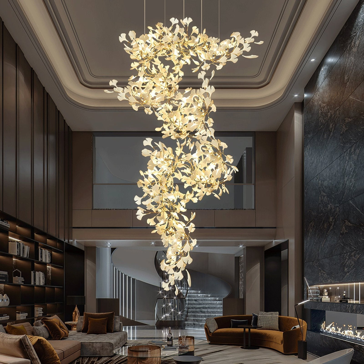 Gingko Ceramic Branch Chandelier F