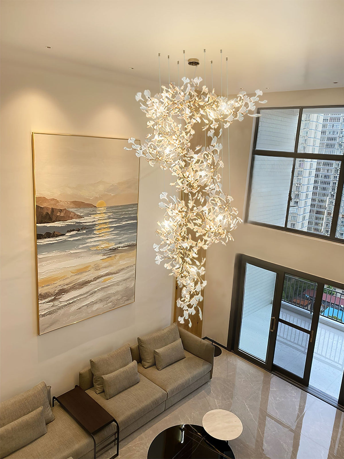 Gingko Ceramic Branch Chandelier F