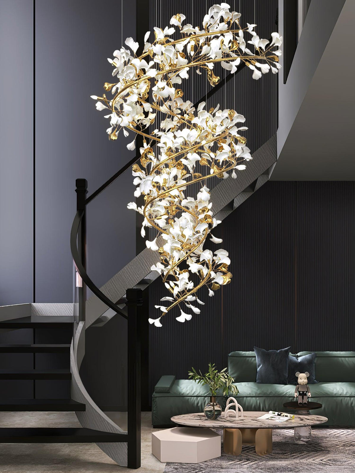 Gingko Ceramic Branch Chandelier Q