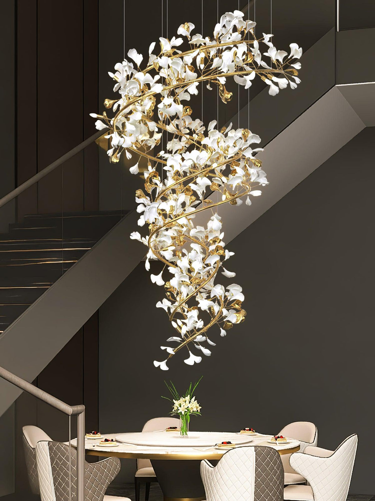 Gingko Ceramic Branch Chandelier Q