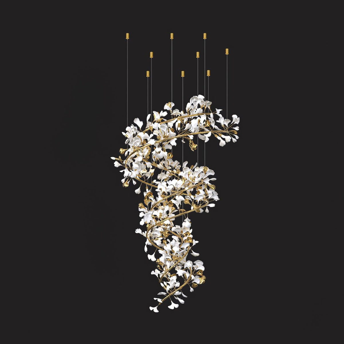 Gingko Ceramic Branch Chandelier Q