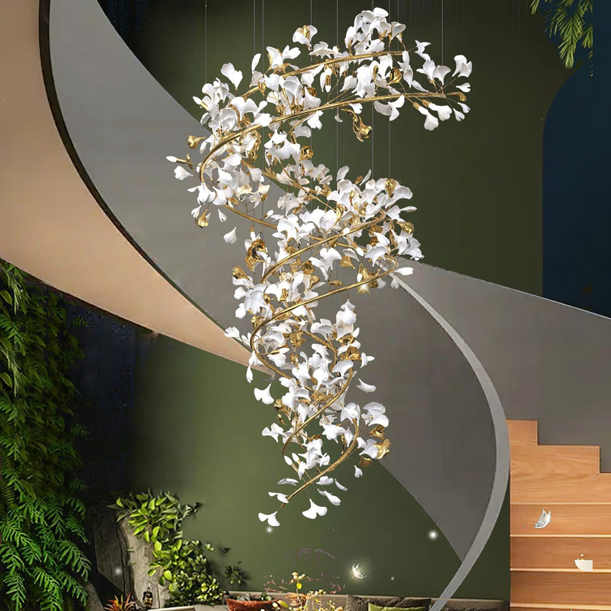 Gingko Ceramic Branch Chandelier Q