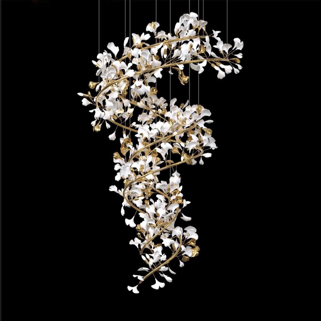 Gingko Ceramic Branch Chandelier Q
