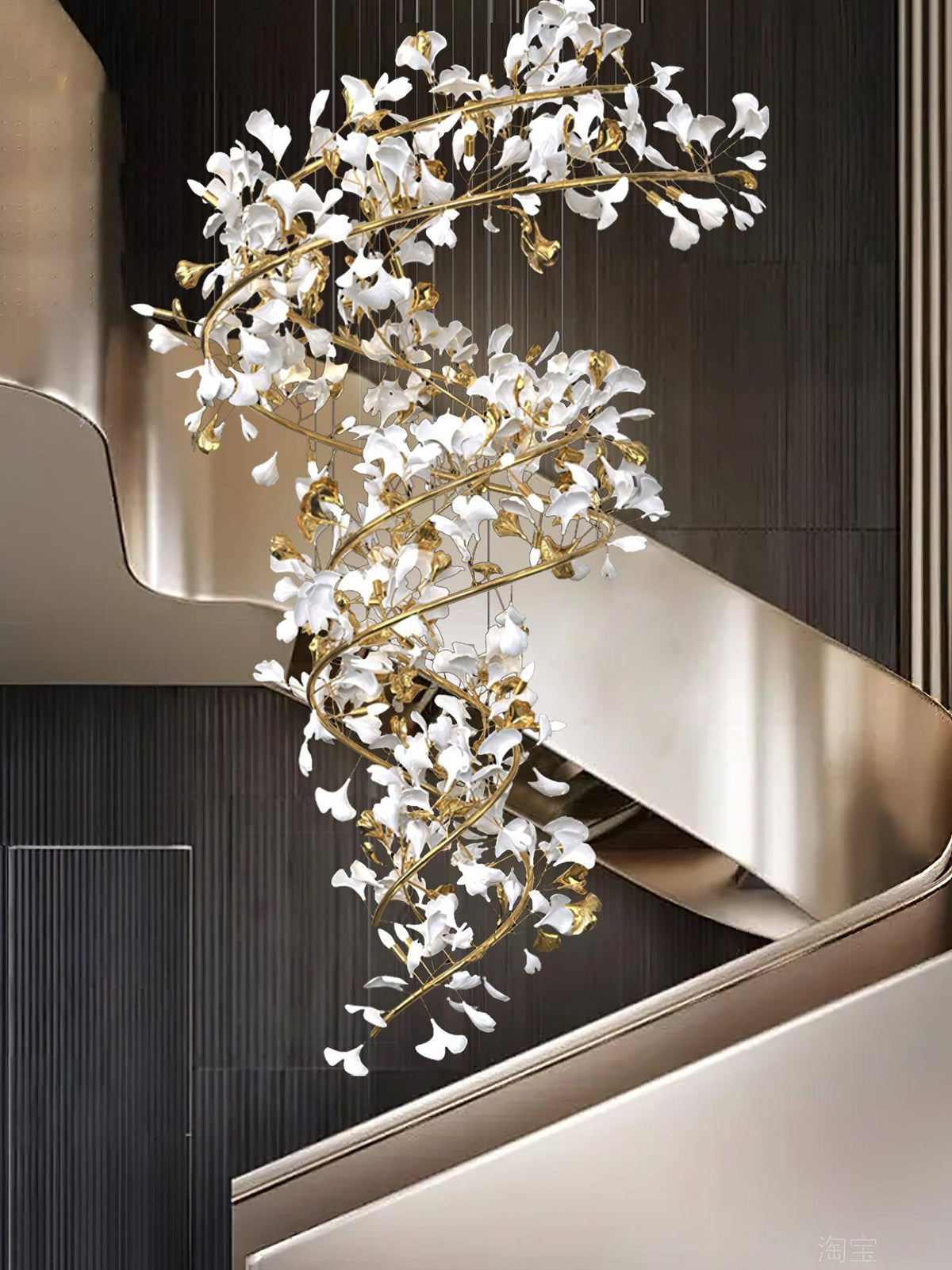 Gingko Ceramic Branch Chandelier Q