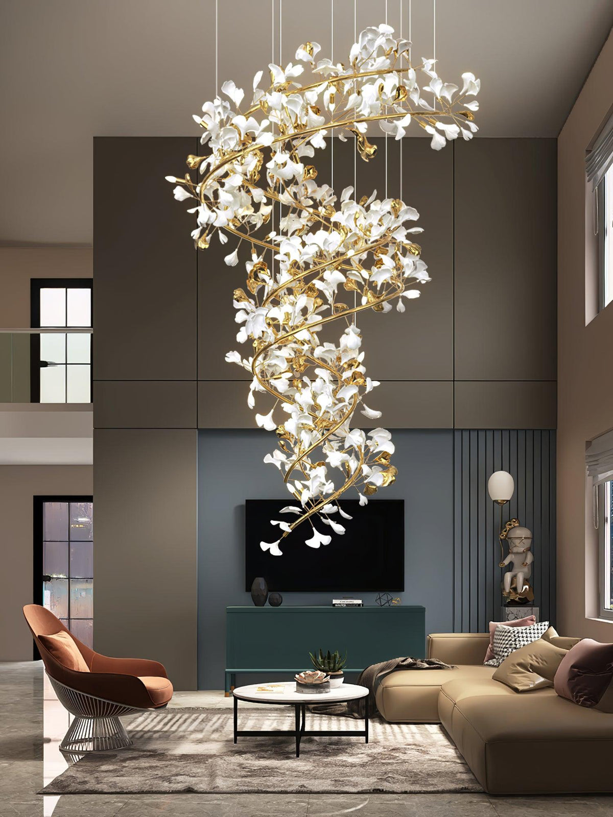 Gingko Ceramic Branch Chandelier Q